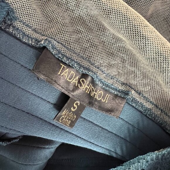 Tadashi Shoji teal lace maxi gown dress size S - Picture 4 of 4